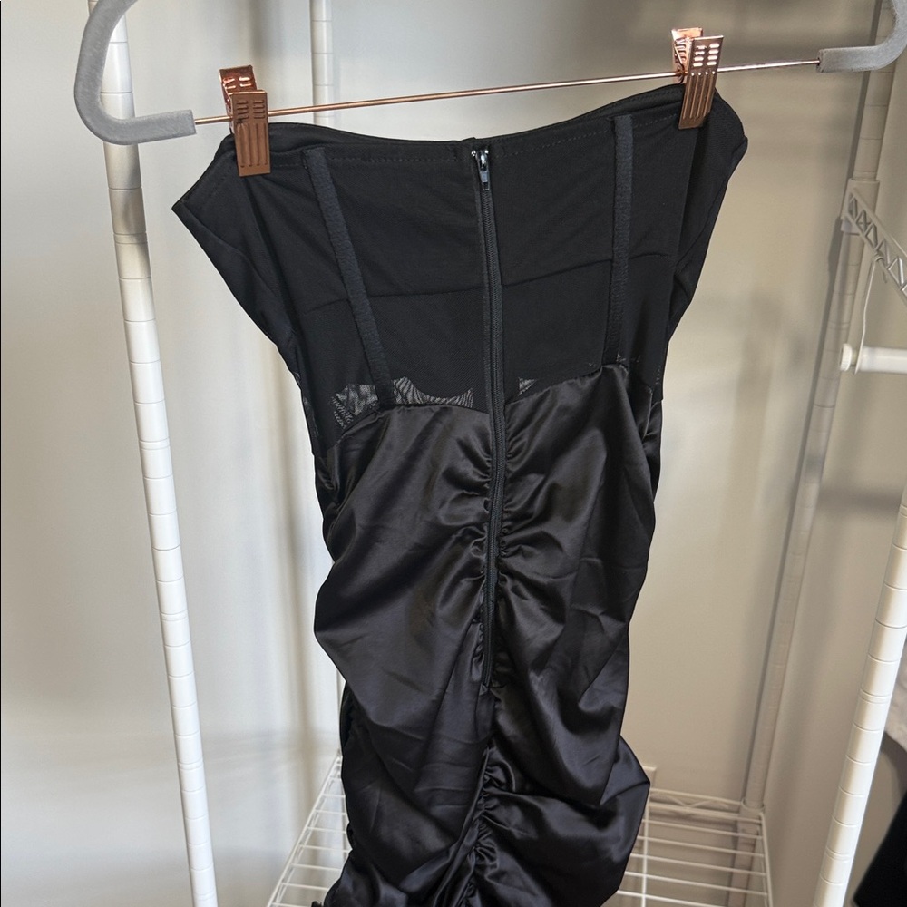 Black Strapless Mini Dress - Picture 3 of 6